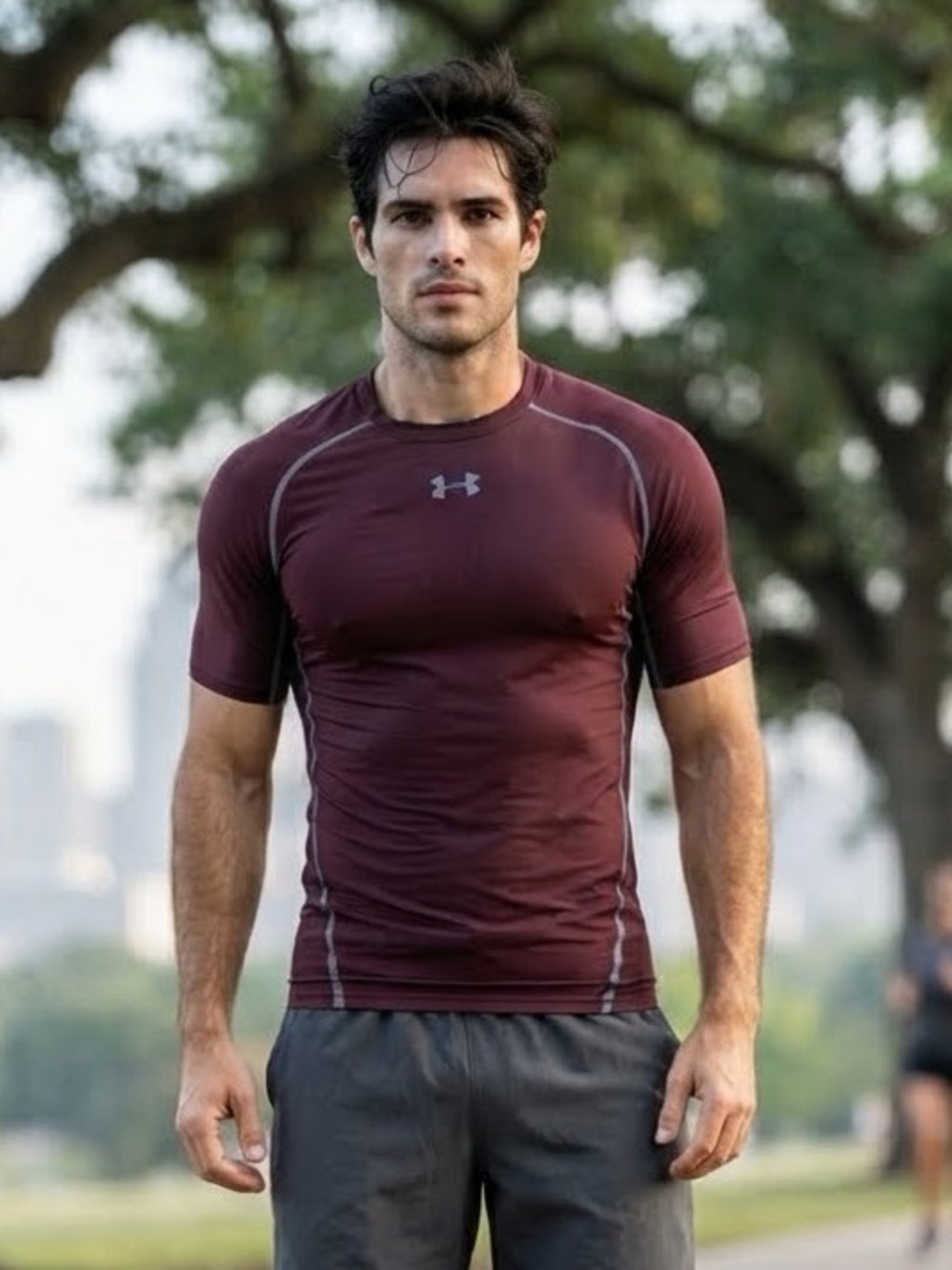 Under Armour Men’s Maroon Short-Sleeve Swim Rash Guard